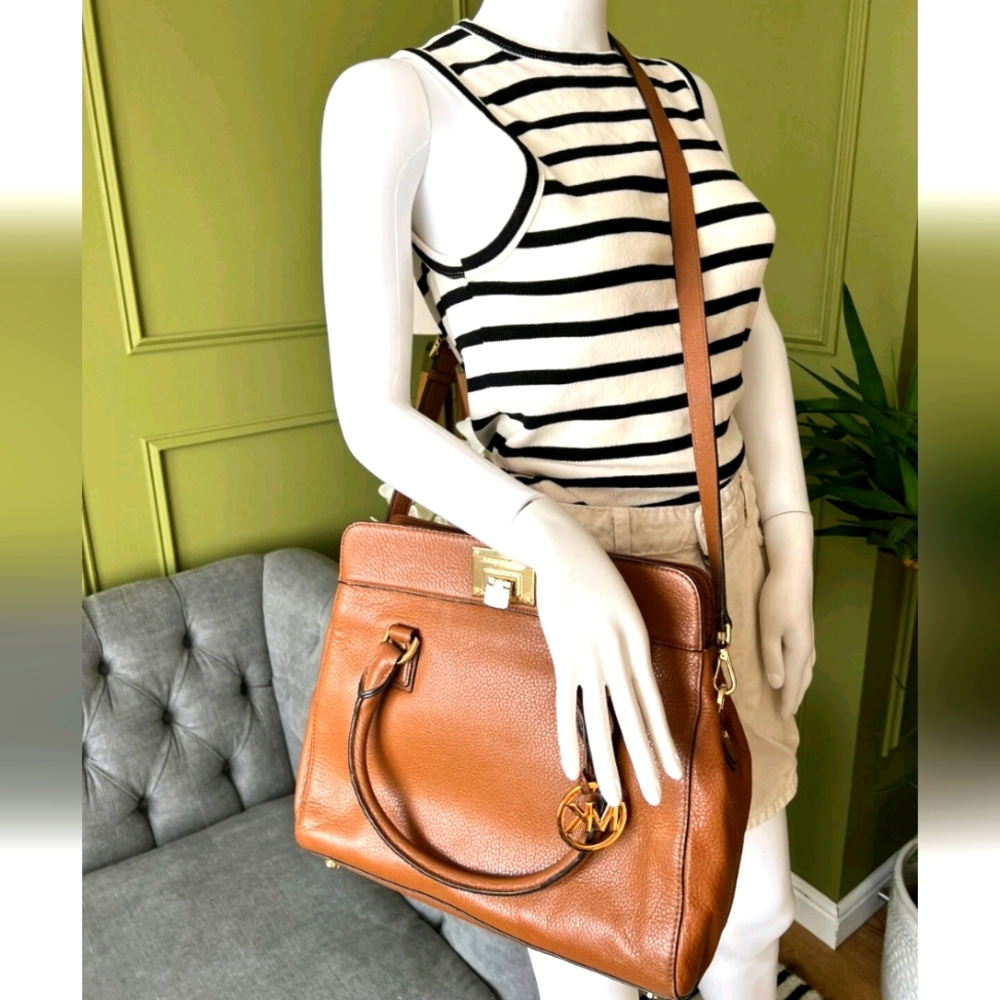 Michael Kors Astrid  Brown Satchel with Gold Tone Hardware Large - Picture 3 of 12